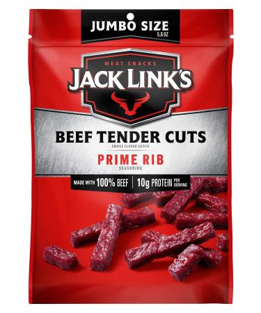 Jack Link's Tender Cuts, Prime Rib Flavor, 5.6 Oz Sharing-Size Bag  Jerky Snack with 10g of Protein and 70 Calories, Made with Premium Beef, 96 Percent Fat Free (Packaging May Vary)