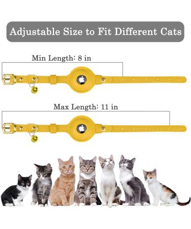Oopsdoggy Leather Airtag Cat Collar with Bell - Tear-Resistant GPS Collar for Cats & Small Dogs - Light Yellow | Apple Airtag Holder - Buy Online on GoSupps.com