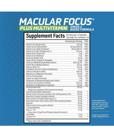 Nutrient Revolution Macular Focus Plus Multivitamin Eye Health Supplement with Daily Essential Vitamins | Vision Macular & Retinal Support | Blue Light Support - 120 Ct - Buy Online on GoSupps.com