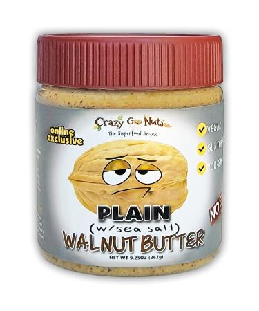 Crazy Go Nuts Walnut Butter - Plain w/ Sea Salt - Healthy Snacks, Keto, Vegan, Low Carb, Gluten Free, Superfood - Natural, Non-GMO, ALA, Omega 3 Fatty Acids, Good Fats and Antioxidants - 9.25 oz (1-Pack) Plain 9.25 Ounce (…