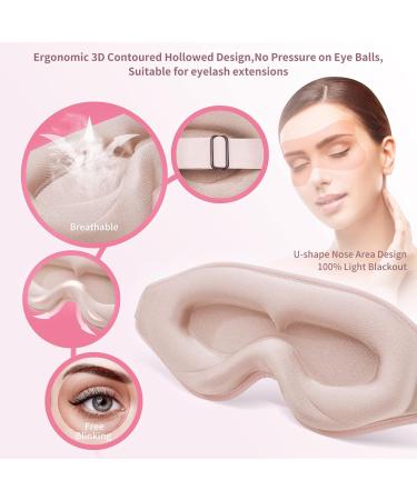 2 Pack Natural Silk 3D Contoured Sleep Mask Gift Set for Women - Pink & Blackout Eye Masks with Adjustable Strap - Lightweight Blindfold for a Restful Sleep - Buy Online on GoSupps.com