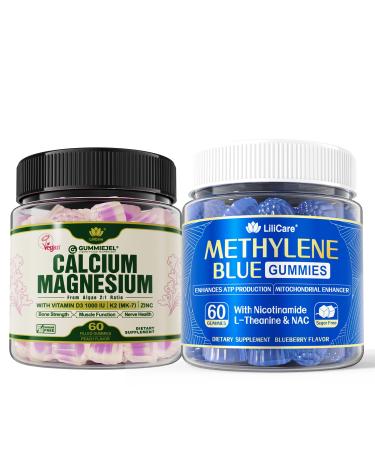 Plant Based Calcium Gummies 600mg + Methylene Blue Gummies for Humans