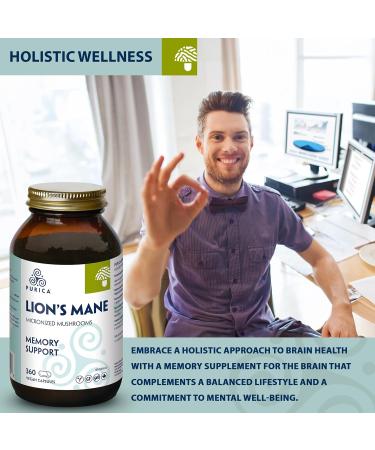 PURICA Lion's Mane Mushroom Capsules 360 Count - Enhanced Cognitive Support Organic Brain Health Supplement for Memory & Focus 360 count (Pack of 1) - Buy Online on GoSupps.com