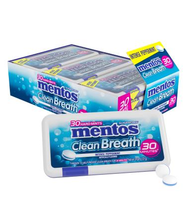 Mentos Clean Breath Hard Mints Sugar Free Candy Peppermint (Pack of 12) Peppermint 0.74 Ounce (Pack of 12)