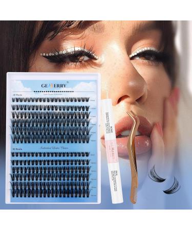 DIY Cluster Eyelash Extensions Kit 240Pcs | C Curl 8-16mm Individual Lashes | Lash Bond, Seal & Applicator Included | GEMERRY | Wide Stem Soft | Personal Use - Buy Online on GoSupps.com