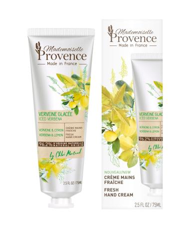 Mademoiselle Provence Lemon Verbena Shea Butter Hand Cream  Rejuvenating  Nourishing and Moisturizing Natural Hand Lotion  Cruelty Free  Vegan  Made in France  2.5 fl oz