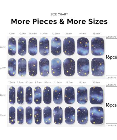 NAILOG Semi Cured Gel Nail Strips 34 pcs Salon-Quality Gel Nail Stickers Long Lasting Nail Wraps for Women with Soft Gel Finish Starry Night - Buy Online on GoSupps.com
