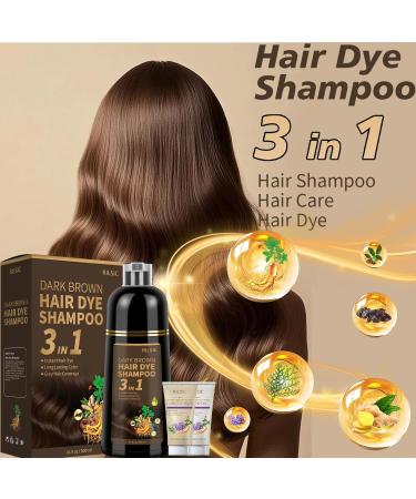 Shampoing Colorant 500 ml Hair Sye Shampoo 3 en 1 & 50 ml Shampooing & 50 ml Apr s-Shampoing Longue Dur e-Naturelle Shampooing Cheveux Color s Instantan pour Homme Femme (Dark Brown) - Buy Online on GoSupps.com