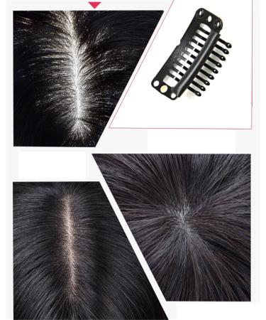 Large Mono-Base Real Hair Clip-In Crown Topper for Women - 15.2x17 cm Side Part Off Black (2# 30 cm) - Buy Online on GoSupps.com