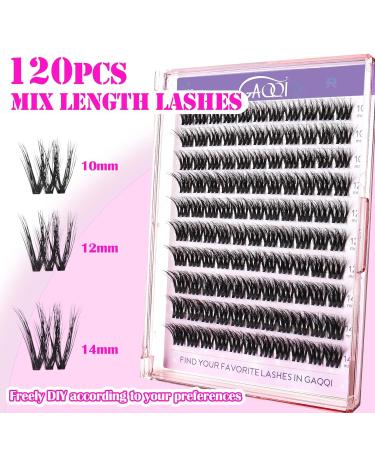 GAQQI Lash Clusters - 110 Wispy Volume Eyelash Extensions 10-14mm | Fluffy 3D Individual Lashes with Soft Thin Band - Buy Online on GoSupps.com