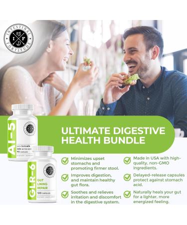 Intestinal Fortitude AI-5 & GLR-6 Digestive Health Supplement Bundle w/Glutamine Turmeric Curcumin for Gut Health Capsule Supplement & Support Digestive Health Non-GMO Dairy Free - 30-Day Supply GLR-6 / AI-5 Bundle - Buy Online on GoSupps.com