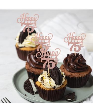 Pack of 24 75 Cupcake Toppers Glitter "Happy 75th Birthday" Cake Toppers Number 75 Eightteen Sweet 75 Birthday Wedding Anniversary Party Cake Decorations Accessories Rose Gold - Buy Online on GoSupps.com
