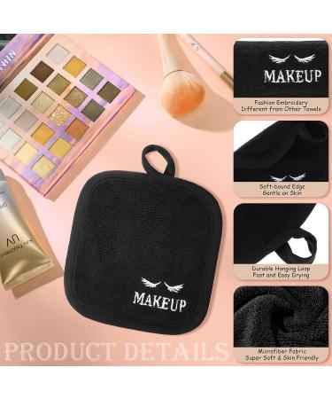 48 Pcs Reusable Makeup Remover Cloths | Soft Microfiber Cleansing Pads | Washable Towels | Holiday Gift for Women | 5x5 Inch | Black - Buy Online on GoSupps.com