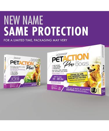 PetAction Plus for Dogs 45-88 lbs - 3 Doses (0.091 fl oz each) - Effective Flea & Tick Treatment - Buy Online on GoSupps.com