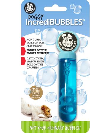 Pet Qwerks Incredibubbles Interactive Pet Toys - Long Lasting Edible Bubbles for Dogs & Cats Peanut Butter 38 ML