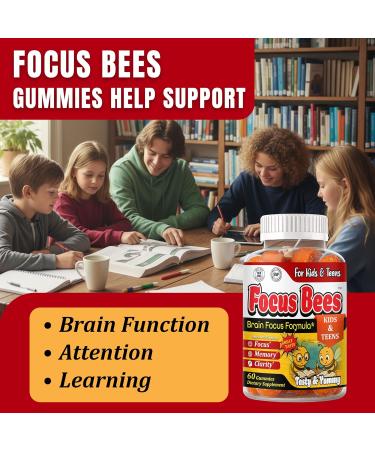 Focus Gummies for Kids & Teens Brain Health Memory Concentration & Attention Omega 3 DHA Kids Focus Vitamins Teen Brain Focus Vitamins for Clarity & Cognitive Orange Flavor 60 Gummy - Buy Online on GoSupps.com