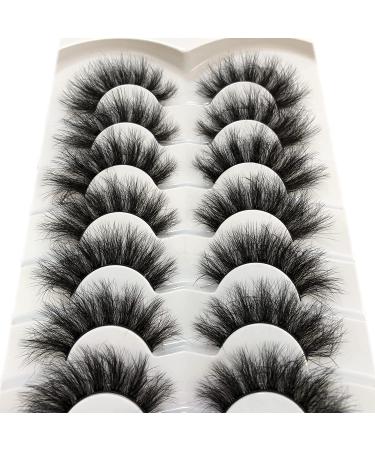 Pooplunch Cat-Eye Fluffy Faux Mink 8D Wispy Lashes - 7 Pairs Pack | Dramatic Long Thick Volume False Eyelashes | 12-18MM - Buy Online on GoSupps.com
