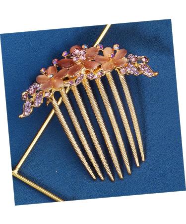 PLAFOPE Opal Comb Small Tooth Comb Floral Hair Clips Styling Hair Clips Barrettes for Thick Hair Wedding Hair Accessories for Brides Hair Combs for Hair Topper Comb Hair Clip Alloy Purple - Buy Online on GoSupps.com
