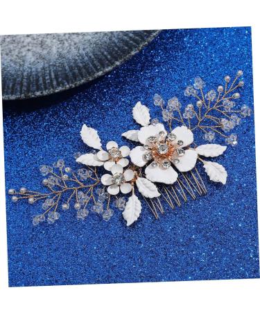 FOMIYES Rhinestone Pearls Accessories Inlaid Hair Side Combs Pearl Bridal Side Comb Rhinestone Hair Accessories Leaf Hair Accessories Flower Decor Metal White Bride Wedding Hair Comb - Buy Online on GoSupps.com