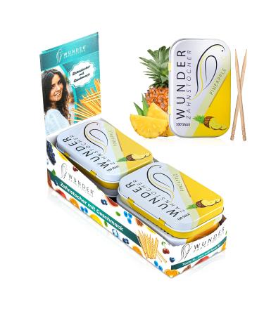 Wunder toothpick display (6 -pack) - toothpick with taste - plastic -free chewing gum - helps against bad breath - smoking cessation - Fresh breath with flavored toothpick - sugar -free pineapple -free pineapple - Buy Online on GoSupps.com