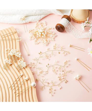 Elegant Wedding Hair Comb Set with Faux Pearl and Crystal Accents - 44 Pieces - Buy Online on GoSupps.com