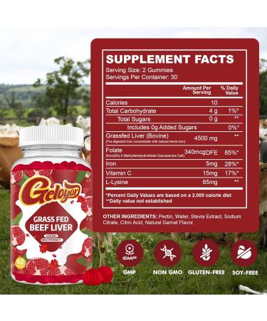Geloyar Cayenne Pepper Supplements Gummies Grass Fed Beef Liver Gummies Support Cardiovascular & Immune System - Buy Online on GoSupps.com