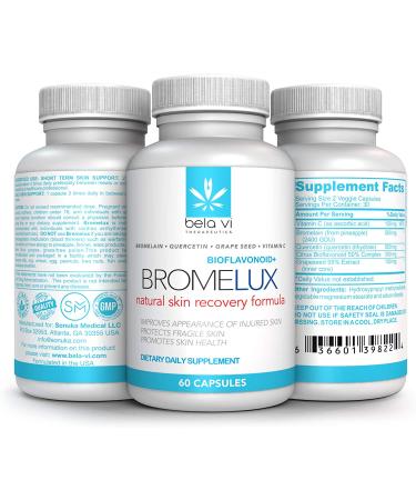 BROMELUX Anti-Bruising Supplement - Bromelain & Quercetin Complex for Swelling & Bruise Relief - Natural Anti-Inflammatory Treatment - 60 Capsules - Buy Online on GoSupps.com