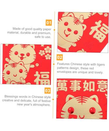 TEHAUX 60 Pcs Year of The Tiger Little Red Packets Lunar Year Supplies Chinese New Year Packet Party Red Packet Lucky Money Envelopes Purses Gift Cash Packet Lyrics Paper Hundred Yuan Assorted Color 2 11.5X8CM - Buy Online on GoSupps.com