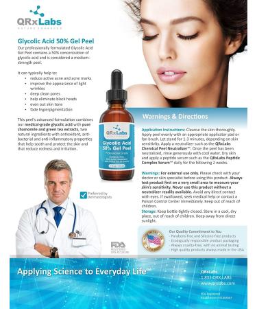 Professional Grade 50% Glycolic Acid Gel Peel with Chamomile & Green Tea - For Acne Scars, Wrinkles, Fine Lines - 1 fl oz - Buy Online on GoSupps.com