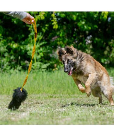 Tug-E-Nuff Sheepskin Chaser Tug | Durable Dog Tug Toy Chaser with Extra Long Handle | Ideal for Interactive Dog Training | 100% Responsibly-sourced Sheepskin | Size 47 x 12 inches Green Pattern - Buy Online on GoSupps.com