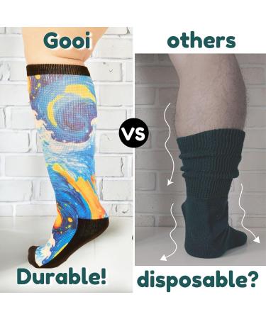 Gooi Extra Wide Diabetic Socks | Colorful Seamless Socks for Swollen Feet | Plus Size 9-15 | Soft Stretch for Edema & Neuropathy - Buy Online on GoSupps.com