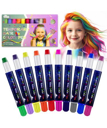 10 Pi ces Crayons Couleur Cheveux Lavable Deluxe Hair Chalk Set pour Filles Teinture Temporaire pour cheveux Craie Cheveux Enfant Nettoyage Facile pour Halloween Cadeau Ado Fille