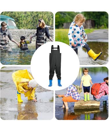 Mihauuke Waterproof Waders for Kids | PVC Semi-Body Fishing Pants with Boots | Adjustable Hip Waders for Fishing & Hunting - Army Green - Buy Online on GoSupps.com