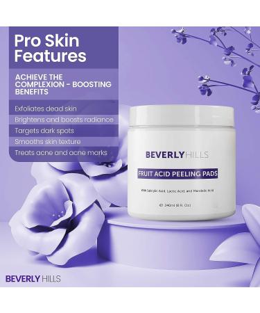 Beverly Hills Fruit Acid Peeling Pads - 50 Face Exfoliator Pads for Fine Lines & Dark Spots | With Salicylic, Lactic & Mandelic Acid for Glowing Skin - Buy Online on GoSupps.com