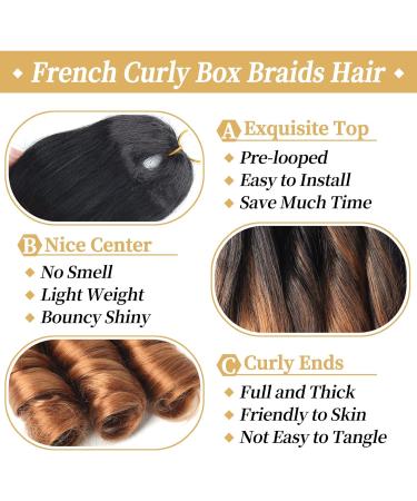 Ainimiu French Curly Braiding Hair 22 Inch 8 Packs - Pre Stretched Bouncy Braiding Hair- Loose Wavy Braiding Hair Synthetic Hair Extensions for Black Women 22 Inch(pack of 8) 1B/30 - Buy Online on GoSupps.com