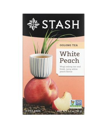 Stash Tea Oolong White Peach Tea 18 Count Tea Bags Individual Oolong Black Tea Bags, Use in Teapots Mugs or Cups, Brew Hot Tea or Iced Tea (8351) 18 Count (Pack of 1)