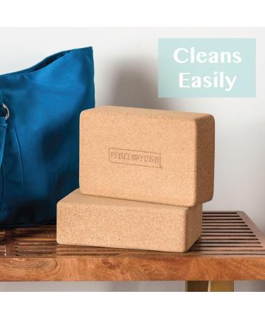 Cork Wood Yoga Blocks 2 Pack - Premium Lotus Design - 9 x 6 x 4 inches - Buy Online on GoSupps.com