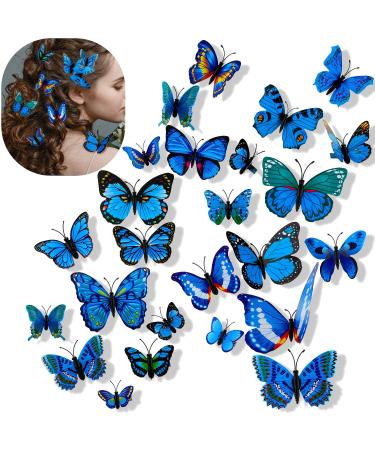 24 Pieces Butterfly Hair Clips Small Realistic Colorful Handmade 90s Hair Clips Barrette Hair Accessories for Women and Girls(Blue) - Buy Online on GoSupps.com