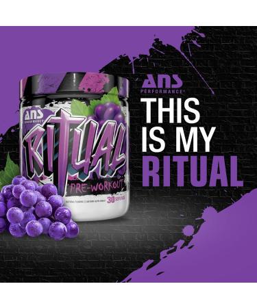 ANS Performance Ritual Pre Workout (30 servings 12.7 oz) - Complete Preworkout Formula - Energy Focus & Strength - Increase Power Output & Workout Volume - Endurance & Stamina (Grape) - Buy Online on GoSupps.com