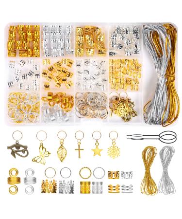 300 PCS Hair Jewelry Accessories for Women Braids Hair Jewelry for Women Braids Metal Gold Braids Rings Cuffs Clips for Hair Decorations with Pendants for Hair Decorations