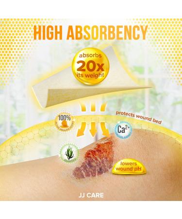 JJ CARE Honey Calcium Alginate Dressing 2x2 Inch 10-Pack - Manuka Honey Wound Care Pads for Medical Grade Healing - Latex-Free, Sterile & Individually Packed - Buy Online on GoSupps.com