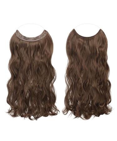 Feshfen Invisible Hair Extensions - Adjustable Curly Hair with Wire | Dark Brown & Red-Brown | 50cm Long Wavy Secret Hair for Women - Buy Online on GoSupps.com