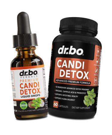 Candida Cleanse Detox for Women & Men - Organic Oregano Oil Drops Caprylic Acid Black Walnut Wormwood Candi Support Capsules Kit - Natural Oral Anti Overgrowth Gut Balance Flora Complex Liquid Drops