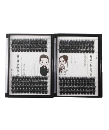 Bodermicner 2 Pack 168 Clusters D Curl 10mm+12mm/12mm+14mm/14mm+16mm Wholesale Hand Made DIY Wide Cluster Individual Lashes Faux Mink Eyelashes Private Label eyelash kit (12mm+14mm)