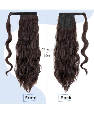 Silk-co Brazilian Virgin Body Wave Clip-in Ponytail Hair Extension 24 Dark Brown - 100% Unprocessed Synthetic Hairpiece for Women - Buy Online on GoSupps.com
