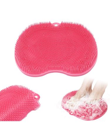 Shower Foot Scrubber Massager Cleaner,Wash Foot Bath Massage Cushion Bathroom Suction Cup Silicone Non-Slip Massage Pad- Improves Foot Circulation & Reduce Foot Pain (Pink)