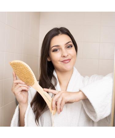 GranNaturals Dry Skin and Body Brush - 11.4 Inches - Exfoliate, Improve Blood Circulation, Reduce Cellulite - Natural Bristle Brush for Back, Legs, Feet - Buy Online on GoSupps.com