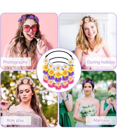 Wllhyf 5-Piece Flower Crown Headband Set - Fashionable Hawaiian Hair Flowers for Summer Festivals Weddings | Fairy Head Jewelry & Accessories - Buy Online on GoSupps.com