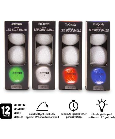 GoSports Light Up LED Golf Balls 12 Pack - Impact Activated with Timer | Glow in the Dark Golf Balls - Buy Online on GoSupps.com