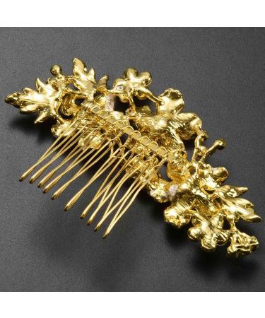 shanpu 3X Wedding Bridal Hair Combs Vintage Imitation Crystal Hairpins Prom Jewelry Gold Silver Flower Pattern Women Gold - Buy Online on GoSupps.com